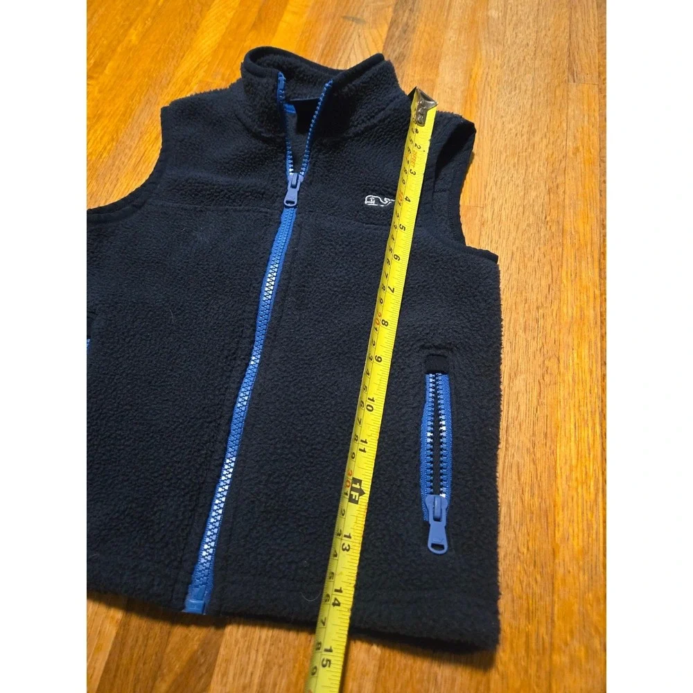 Vineyard Vines Boys 3T‎ Navy Blue Fleece Full Zip Whale Logo Sleeveless Vest